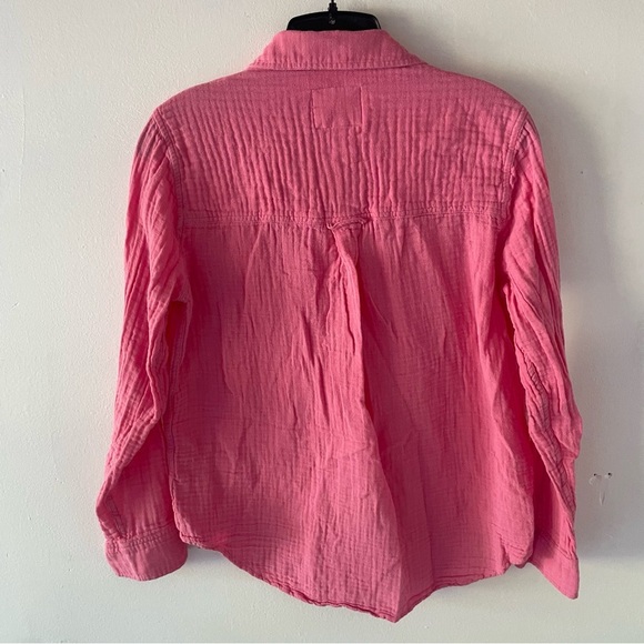 New! Rails Ellis pink button down gauze button down shirt hibiscus 37429 - Picture 3 of 14